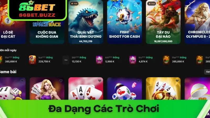 86bet – Top 1 Địa Chỉ Đẳng Cấp 2025 - Tham Gia Nhận Thưởng Tặng 150% 6 Đa dạng các trò chơi xanh chín