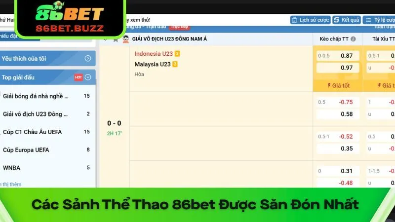 Thể Thao 86bet – Sảnh Đỉnh Cao Cho Dân Chơi Chuyên Nghiệp 2 Những sảnh cược thể thao hot nhất tại 86bet